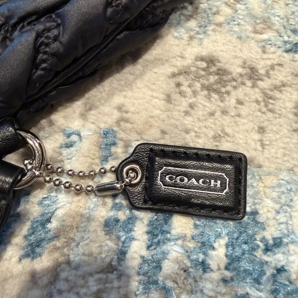 Coach Madison Black Quilted Wristlet Silver Hardware Like New
